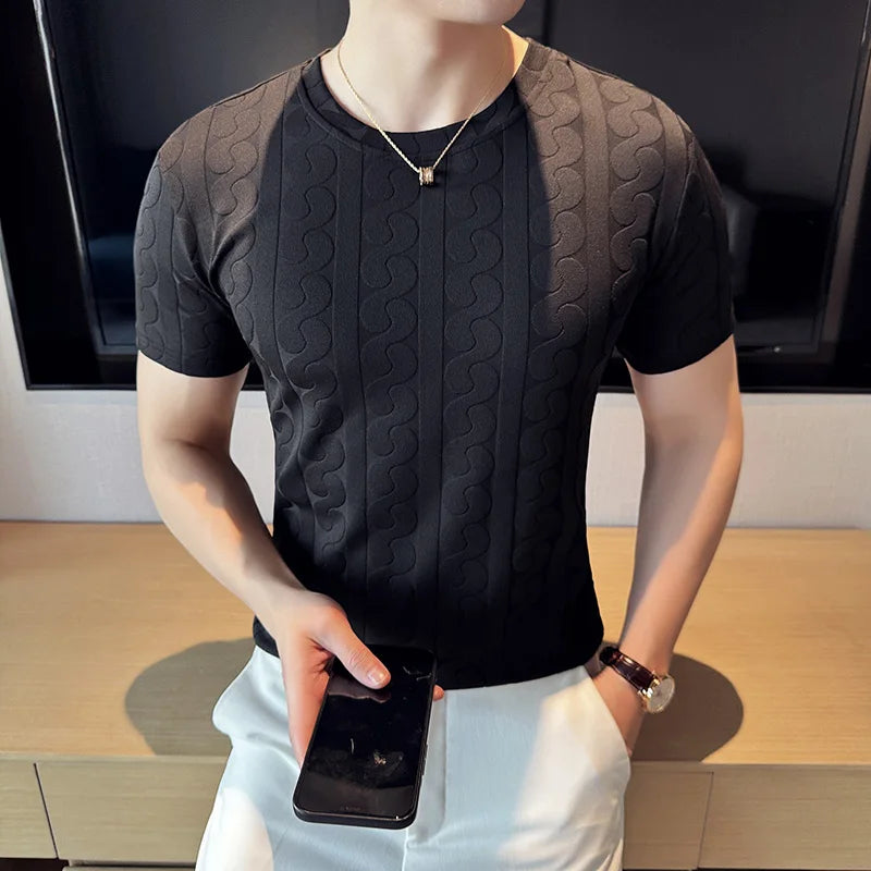 Casual Round Collar Geometric T-Shirt