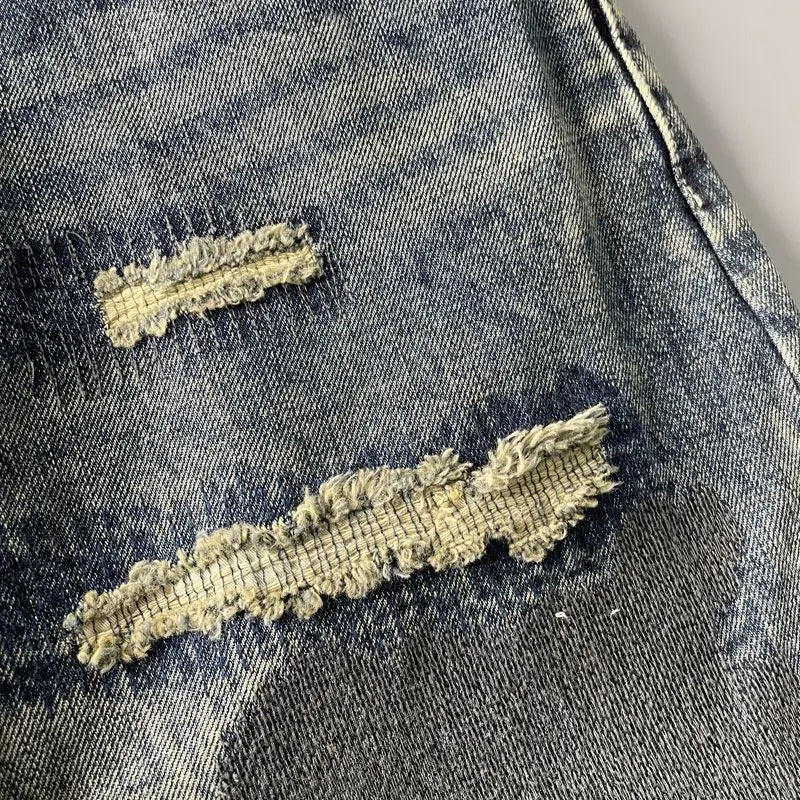 Distressed Washed Ripped Straight Leg Jeans