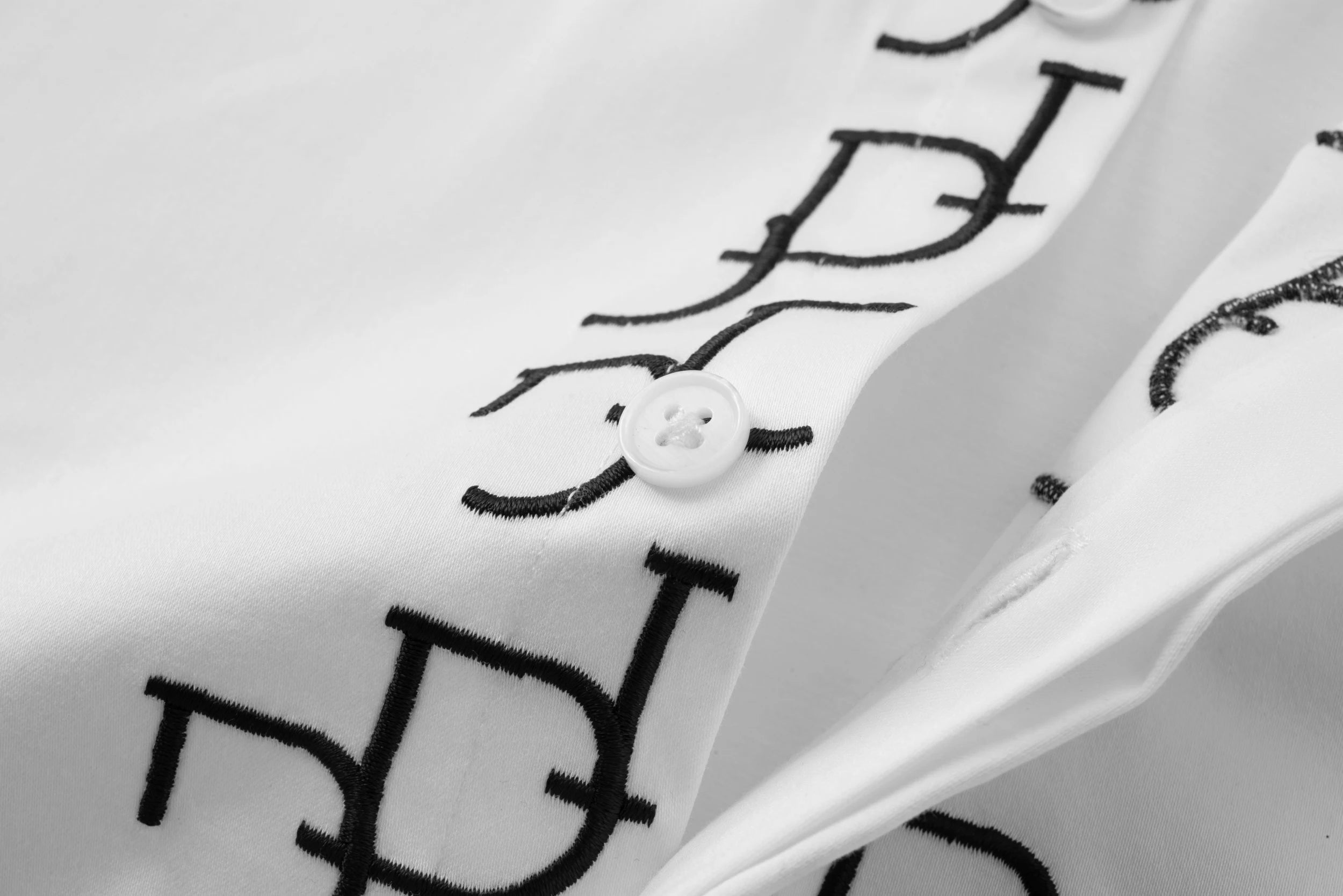Letter Embroidered Long-Sleeved Shirt