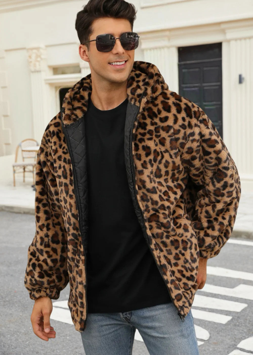 Colorful Leopard Print Plush Warm Jacket