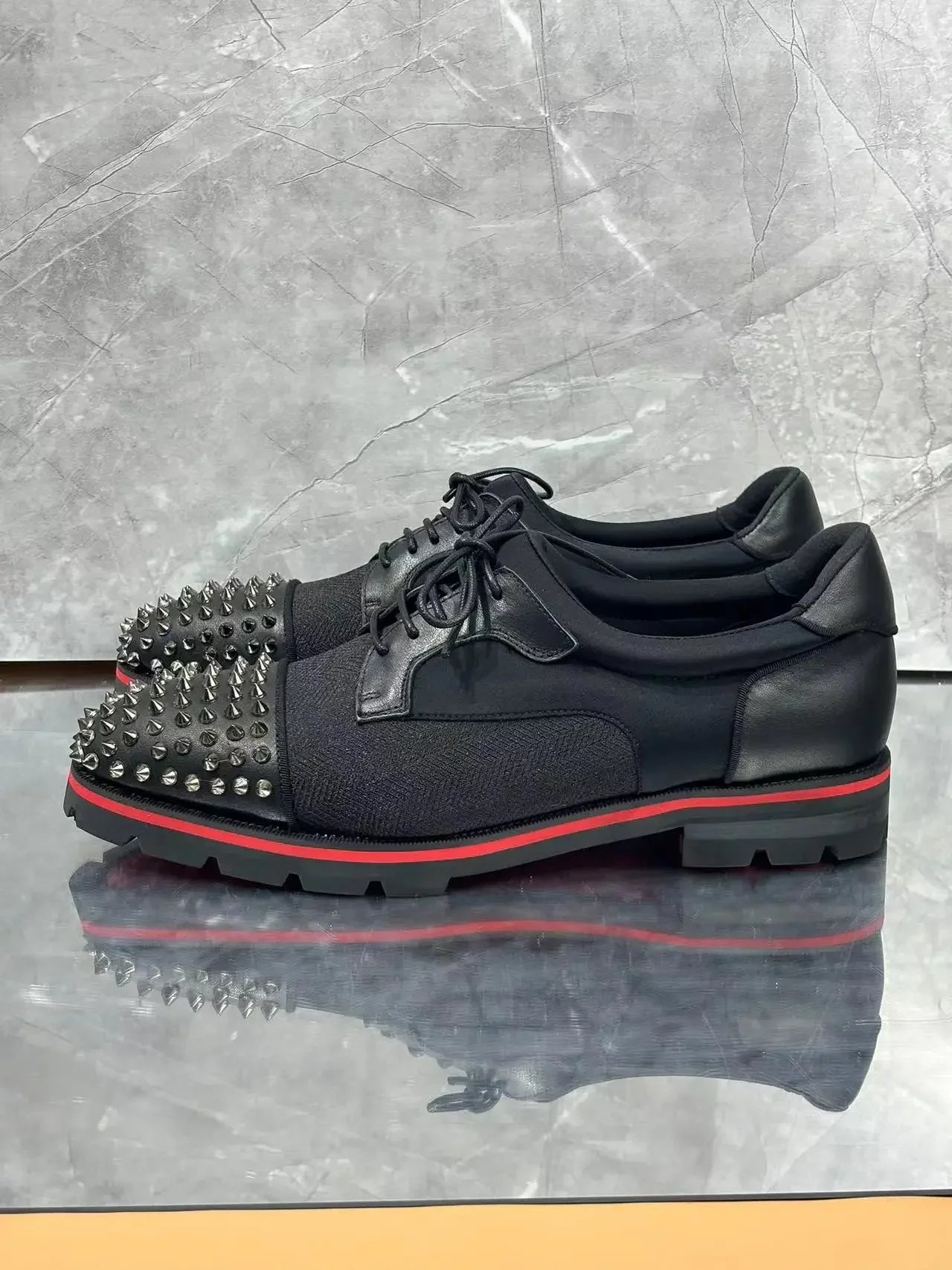Studs Spike Round Toe Loafers