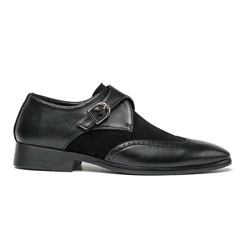 Plaid Suede Wingtip Monk Shoes