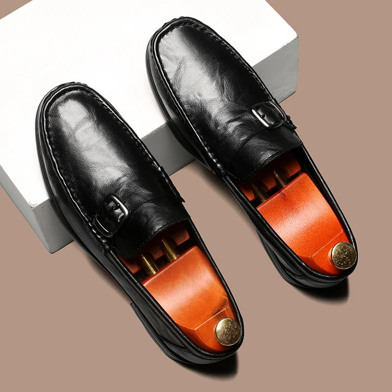 Retro Monk Buckle Slip-On Loafers