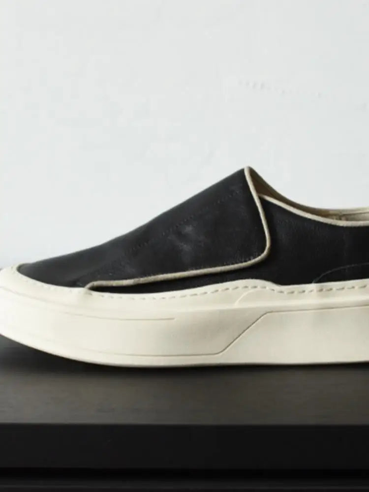 Casual Handmade Genuine Leather Slip On Sneakers