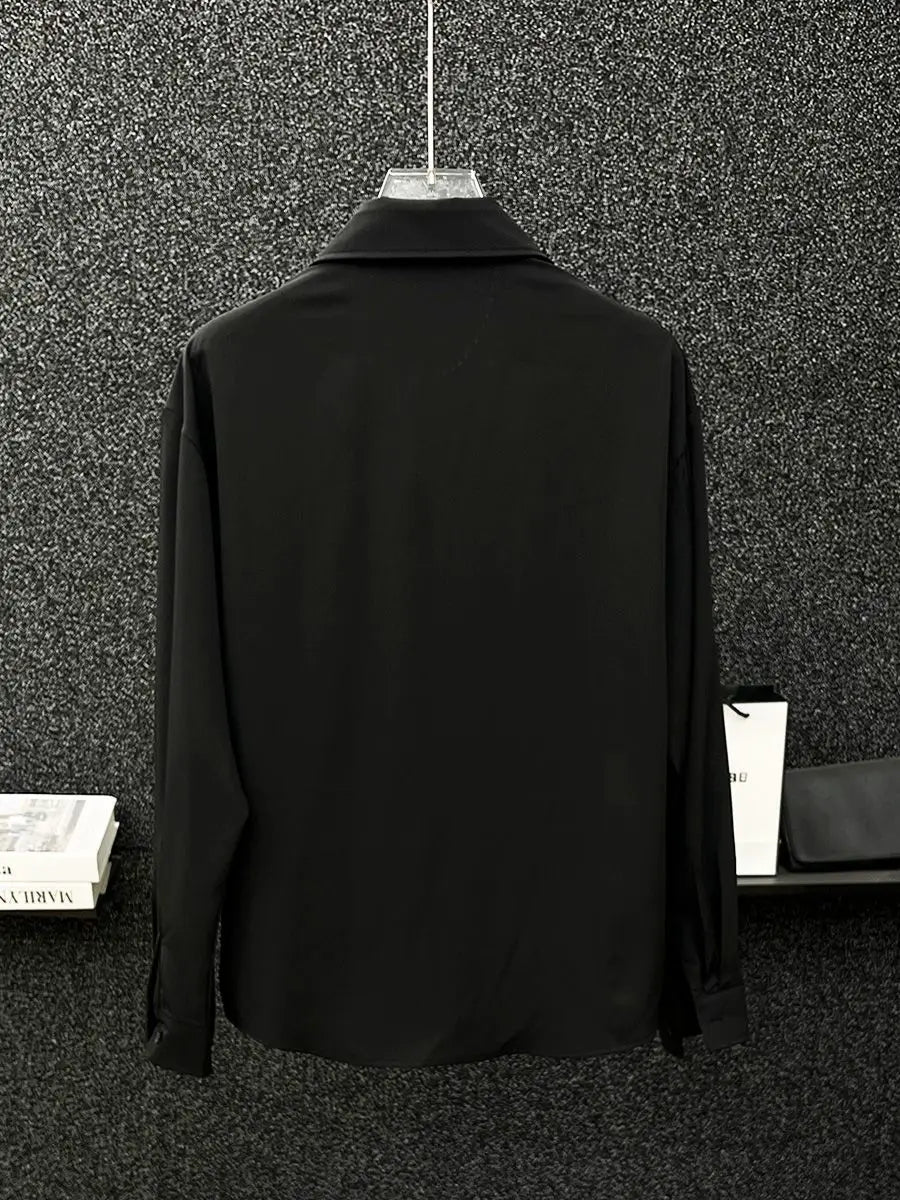 Pathcwork Chain Stitching Shoulder Shirt