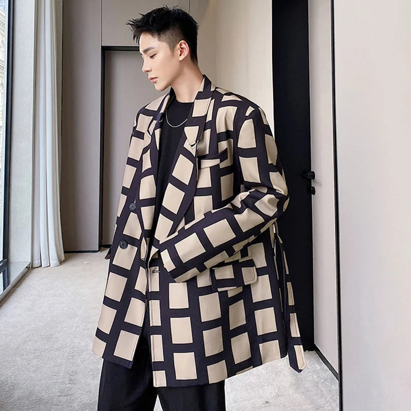 Casual Plaid Printed Loose Design Blazer