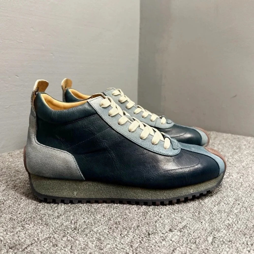 Handmade Cow Leather High Top Sneakers