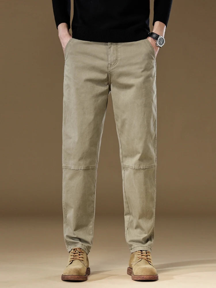 Retro Splicing Work Straight Pants