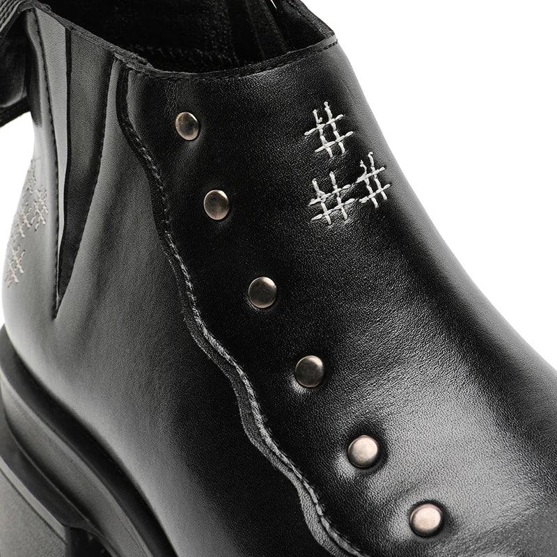 Punk Style Metal Zipper Ankle Boots