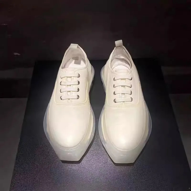 Solid Transparent Sole Lace-Up Sneakers