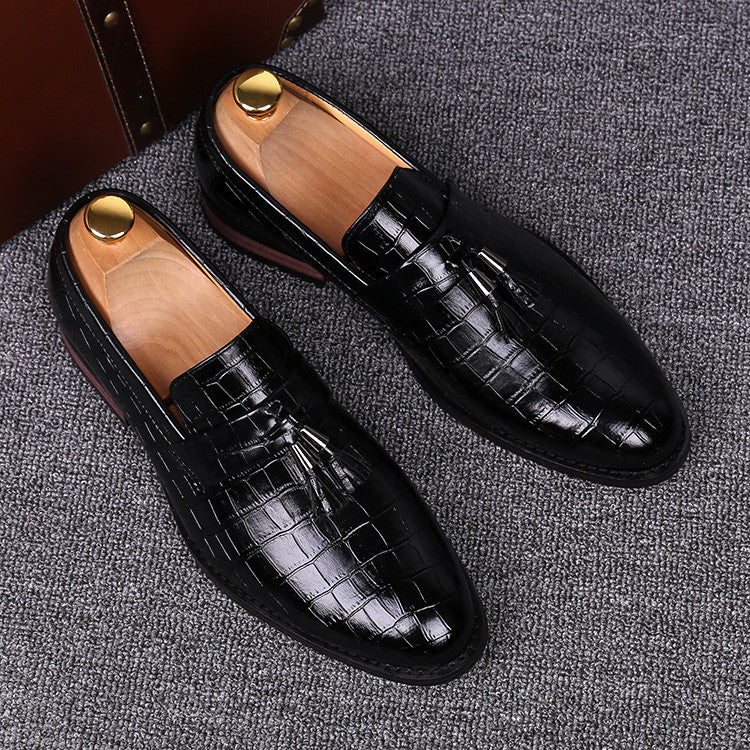 Croco Pattern Leather Shoes For Men - FanFreakz