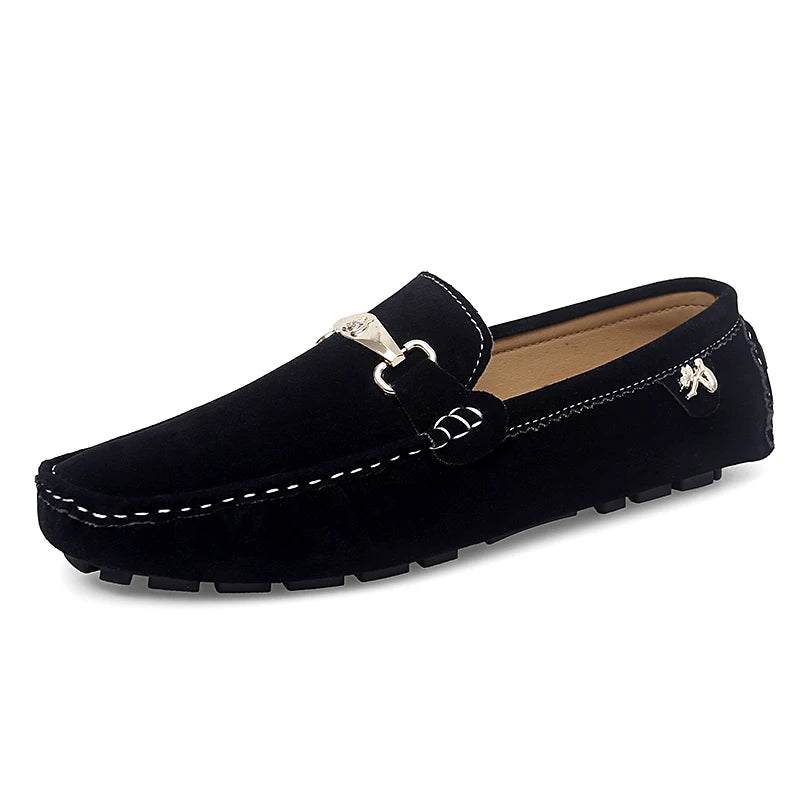 Metal Appliques Suede Moccasins Loafers