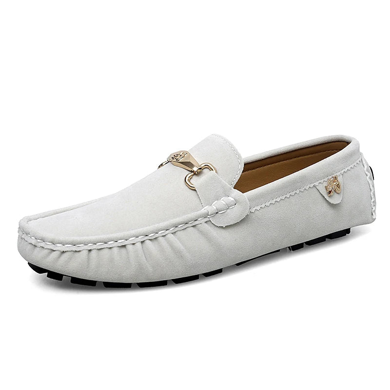 Metal Appliques Suede Moccasins Loafers