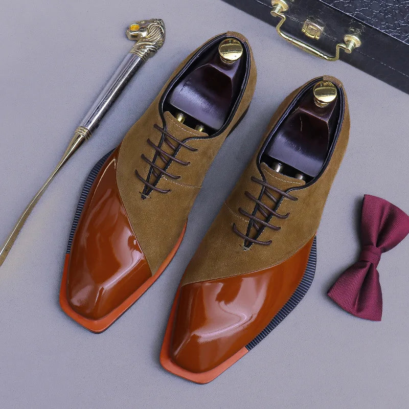 Suede Genuine Leather Sewing Oxfords Shoes