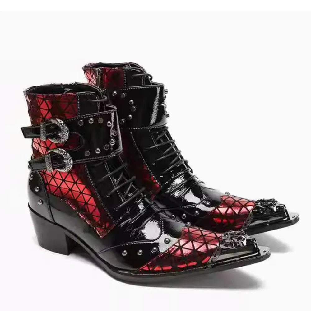 Metal Toe High-Top Pathcwork Boots