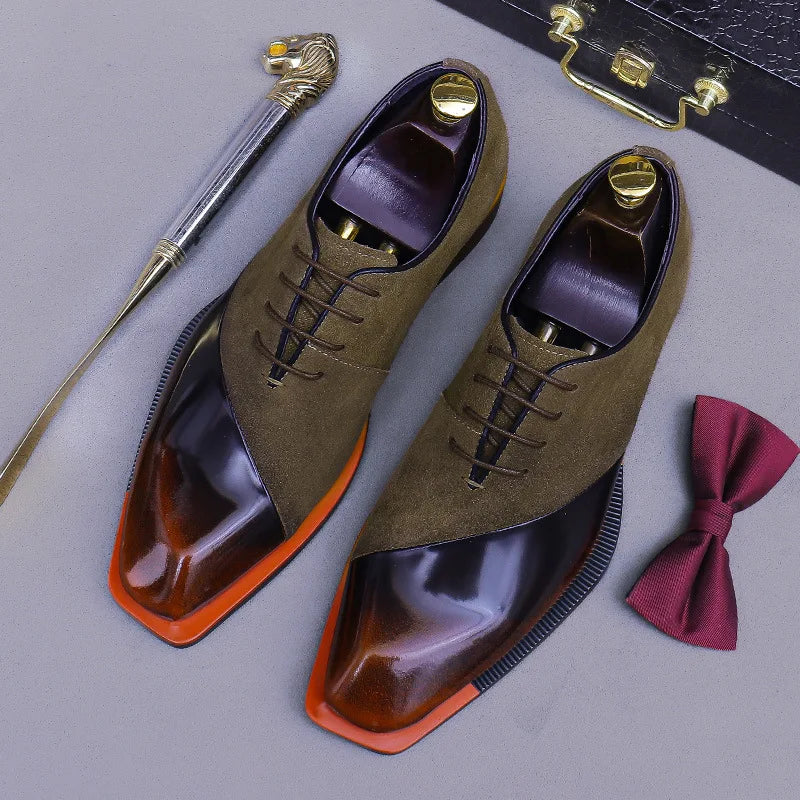 Suede Genuine Leather Sewing Oxfords Shoes