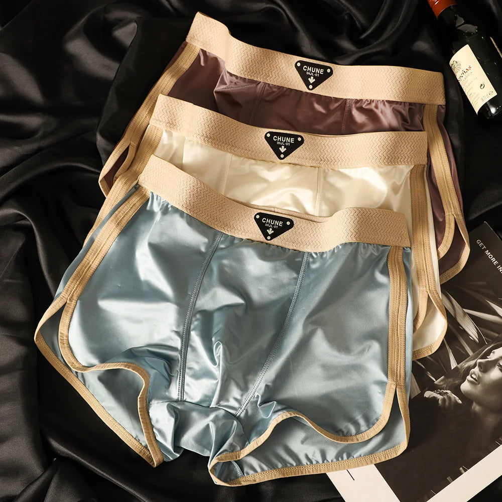 Satin-Like Solid Breathable Boxer Set