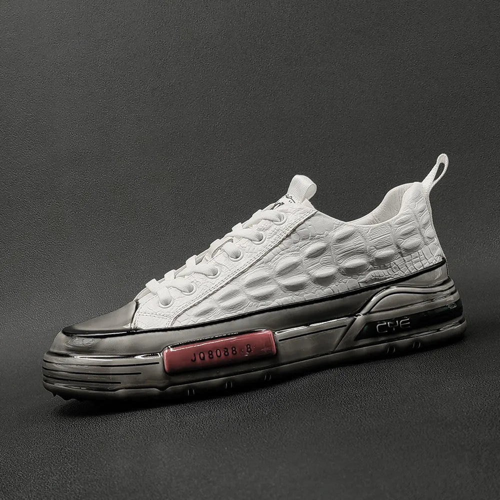 Leather Alligator Pattern Men's Sneakers