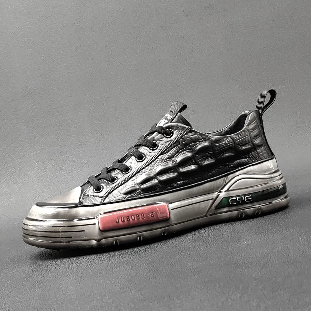 Leather Alligator Pattern Men's Sneakers