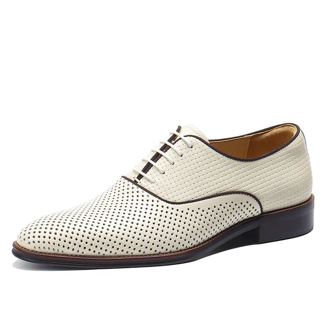 Dots Woven Genuine Leather Oxford Shoes