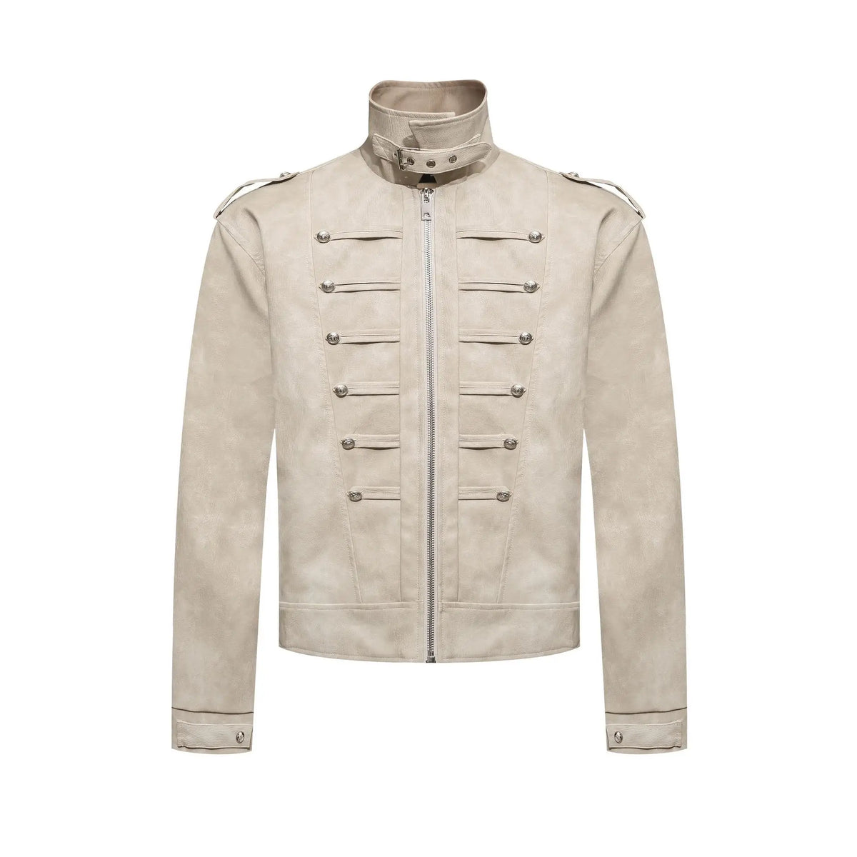 Retro Solid Multi Button Stand Collar Jacket