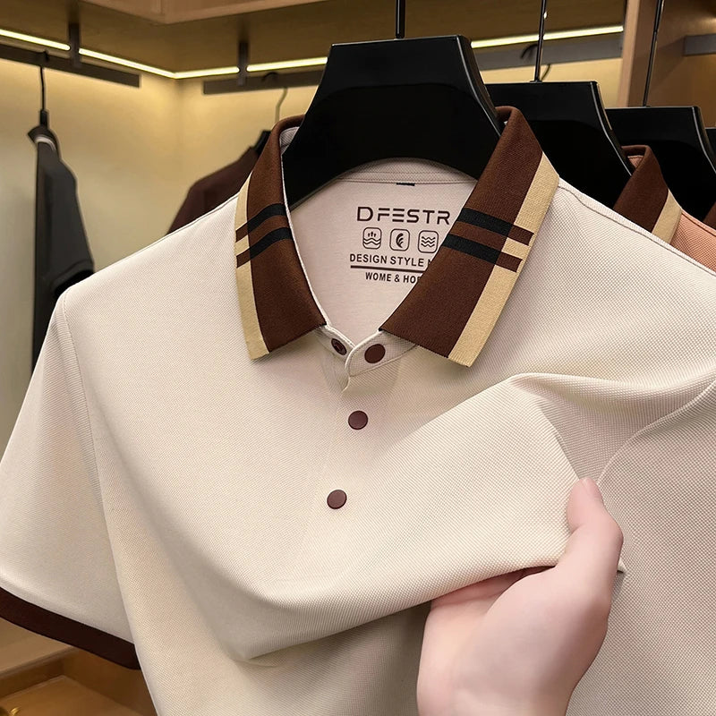 Contrast Collar Trim Polo Shirt