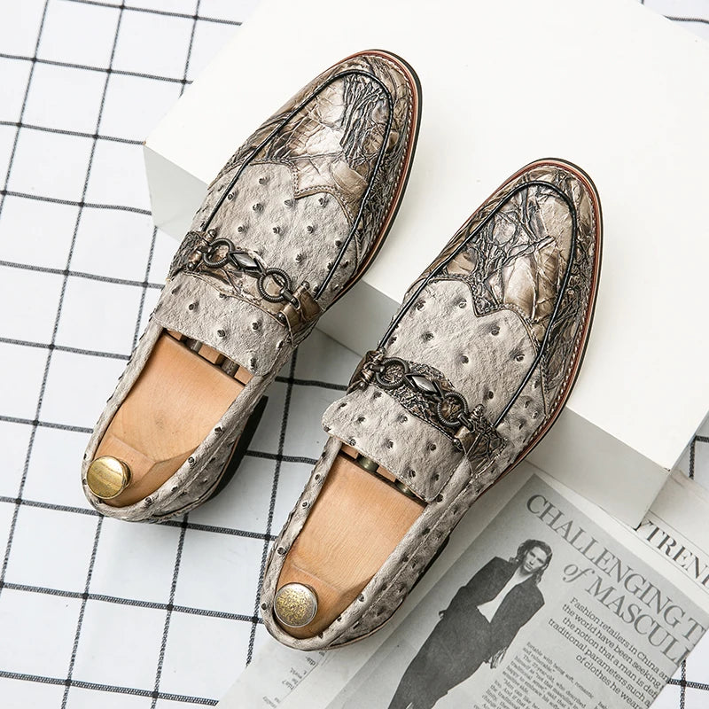 Exotic Leather Buckle Loafers