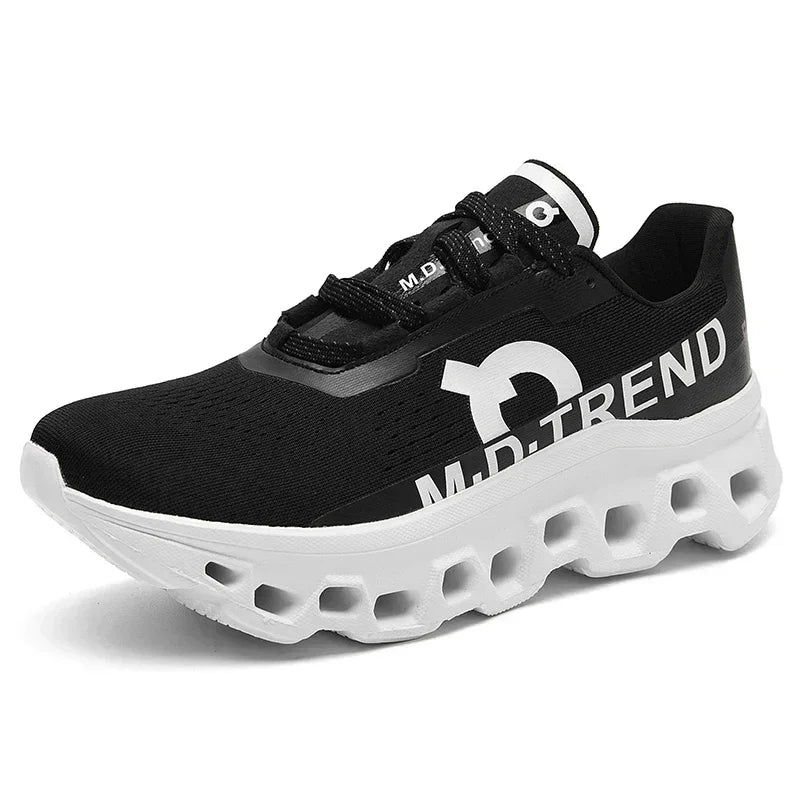Hollow Rubber Sole Mesh Running Sneakers