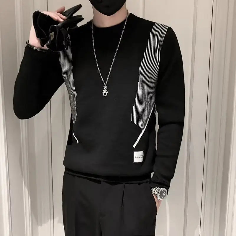 Striped Basic Knitted Men's Sweater