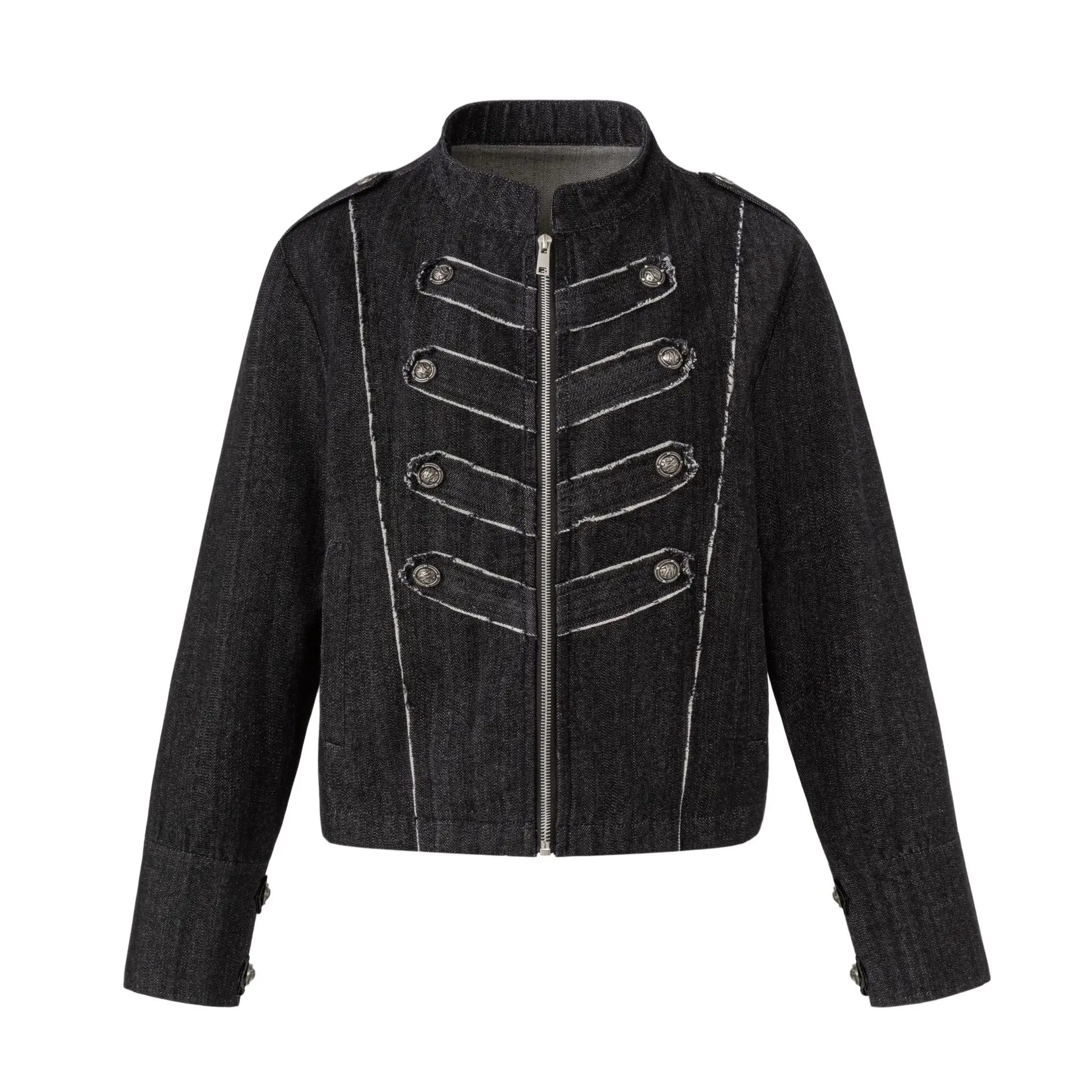 Decorative Button Detailing Denim Jacket