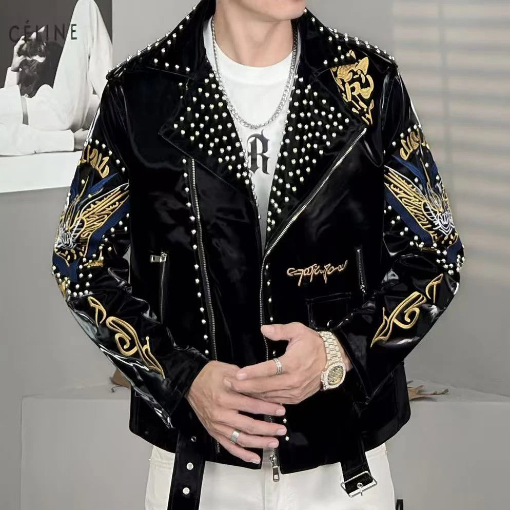 Rivet Decoration Embroidery Punk Jacket