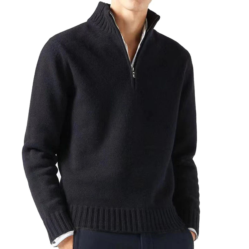 Daily Warm Solid Turtlenecks Half Zip Sweater