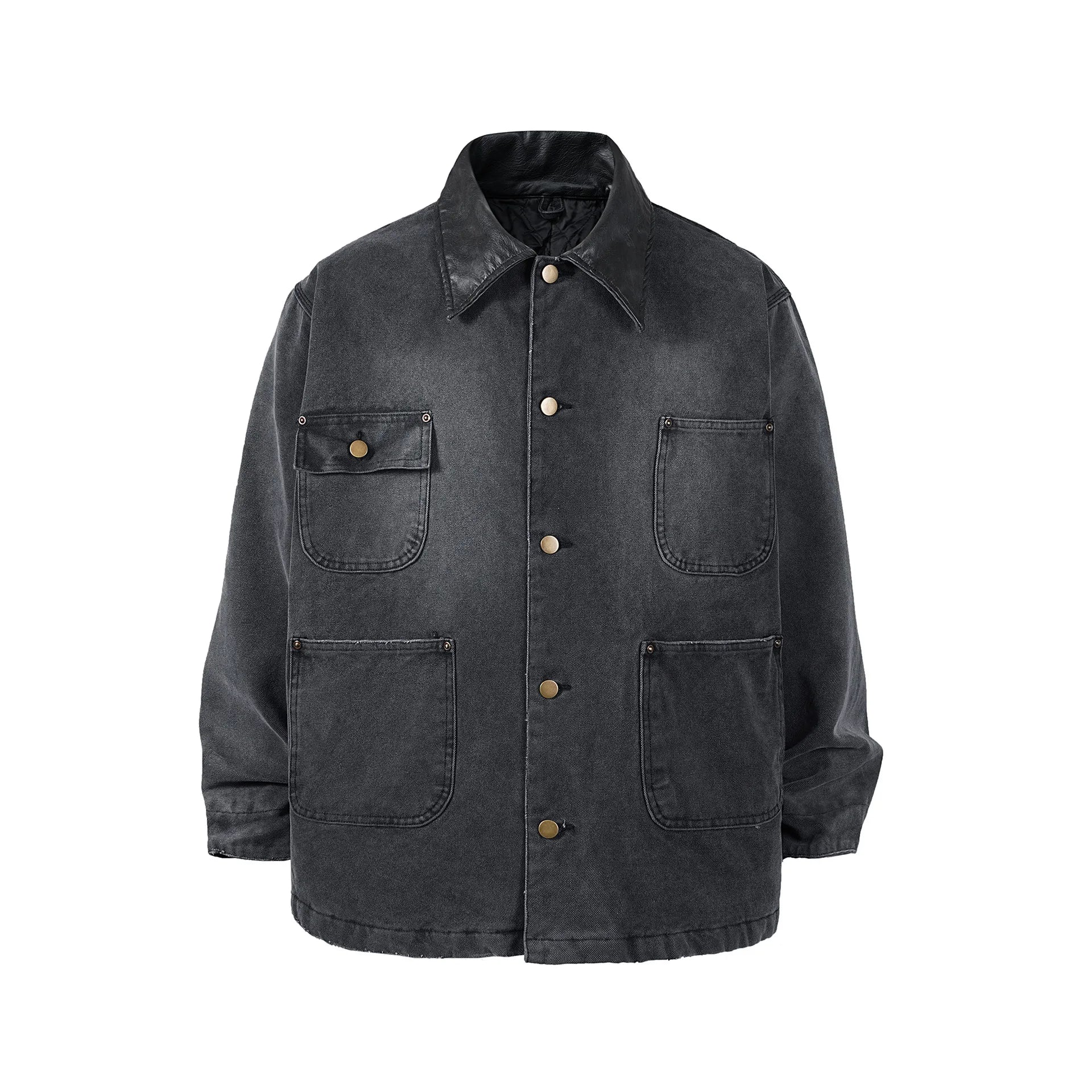 Solid Multi-Pockets Cotton Jacket