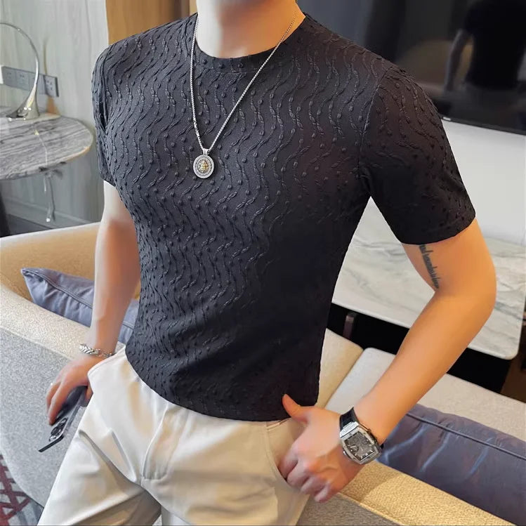 Slim-Fit Striped Ruffian Fashion T-Shirt