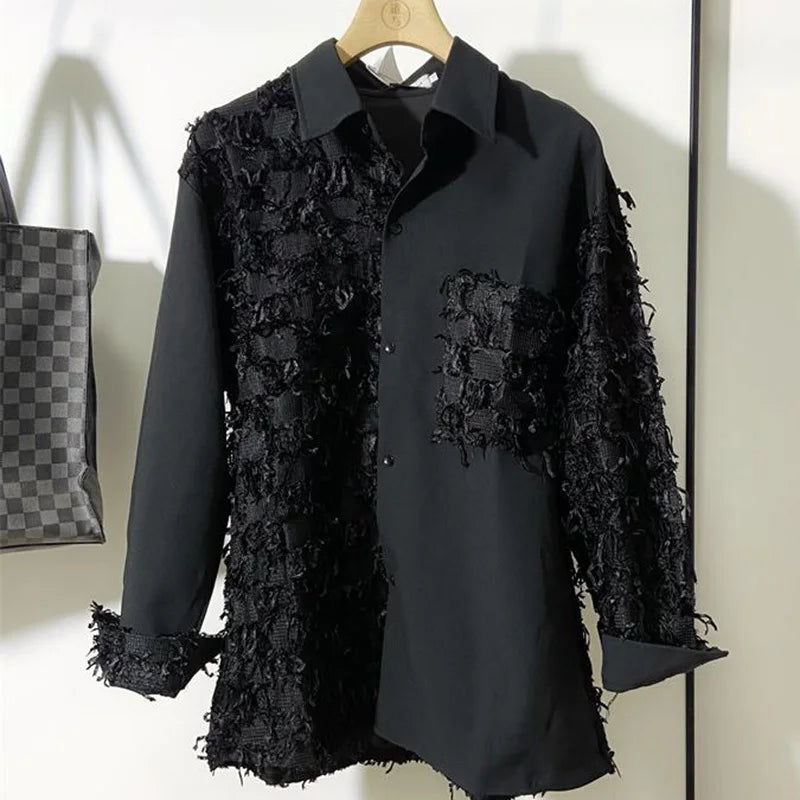 Long Sleeve Splicing Design Men's Shirt