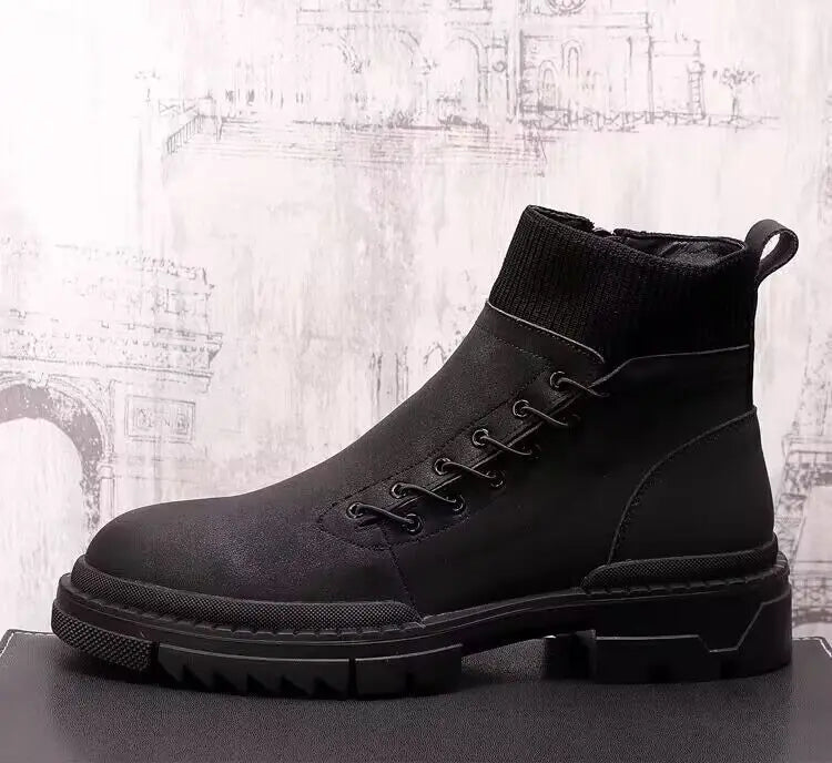 Out Stitched Decoration Solid Platform Boots