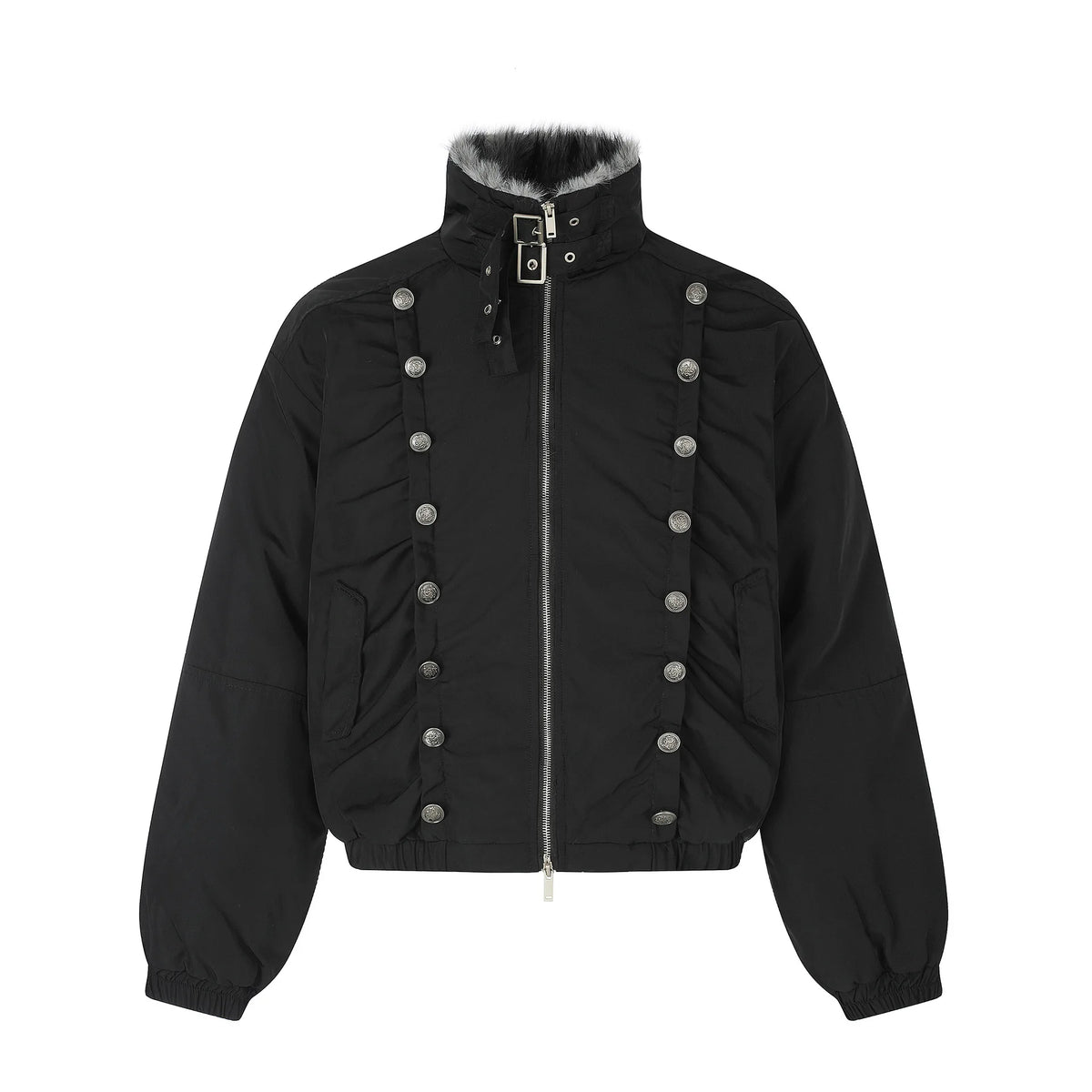 Retro Stand Collar Multi Button Jacket