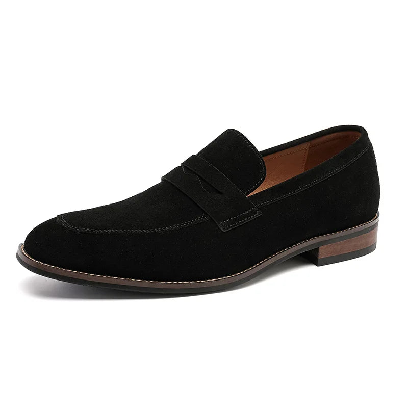 Retro Solid Suede Slip-On Loafers