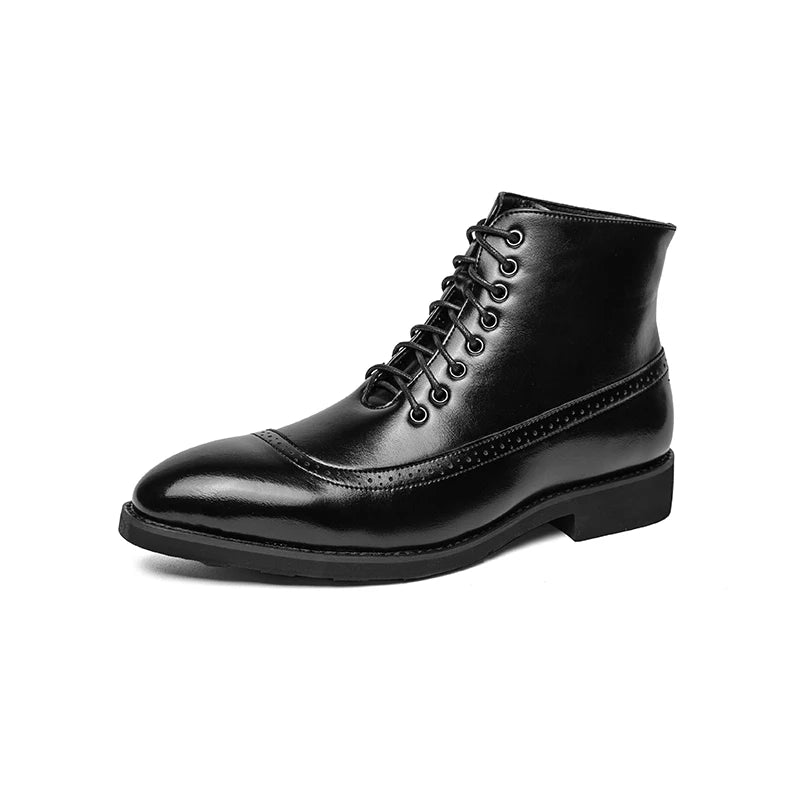 Leather Almond-Toe Workwear Boots