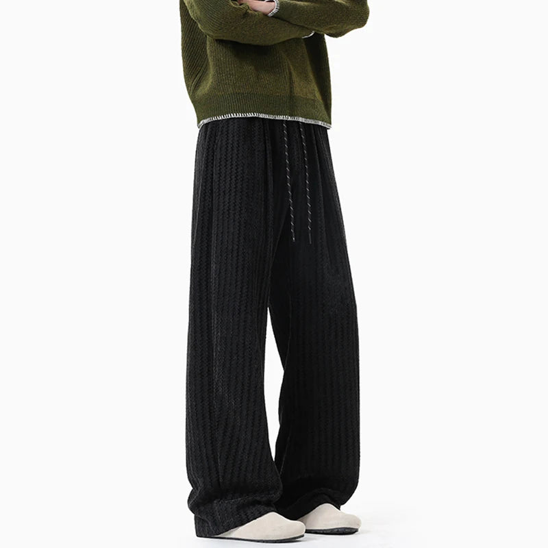 Striped Loose Drawstring Elastic Waist Pants