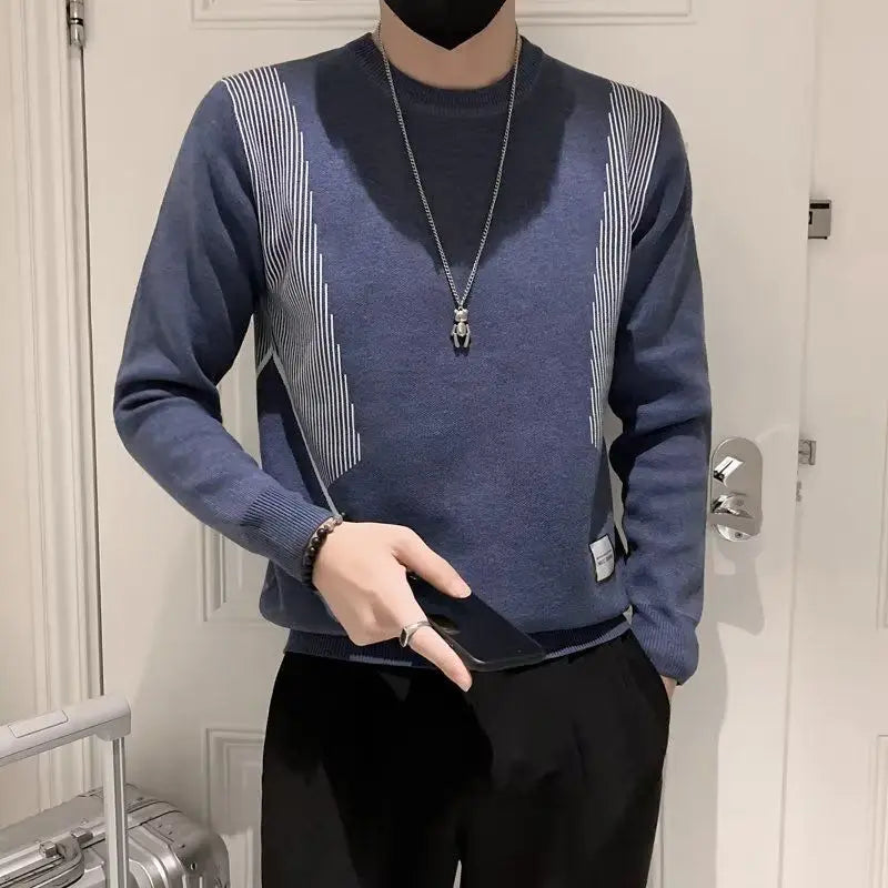 Striped Basic Knitted Men's Sweater
