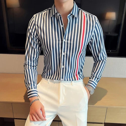 Long Sleeved Vertical Stripes Shirt