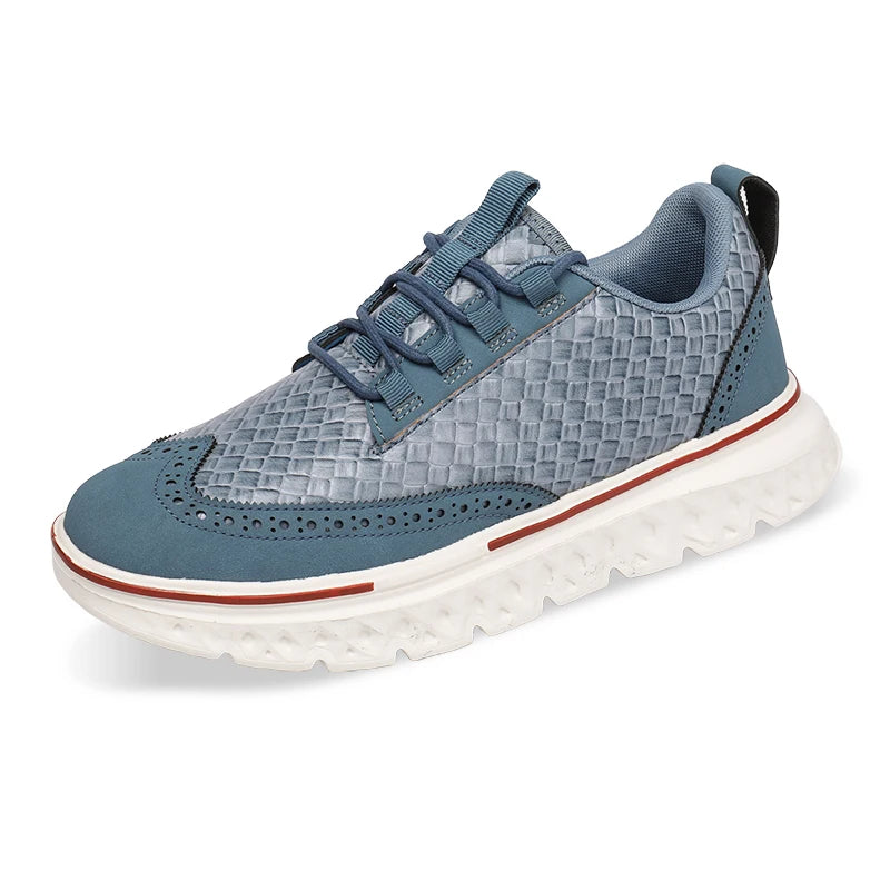 Casual Solid Woven Texture Brogues Sneakers