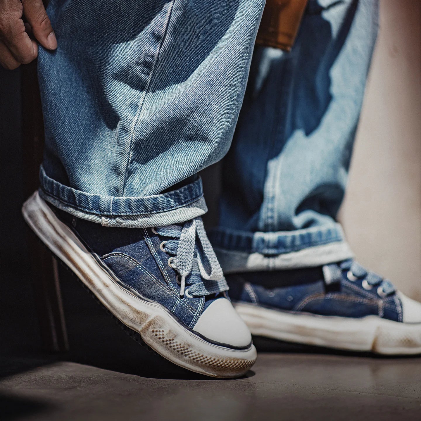 Retro Washed Denim Canvas Sneakers