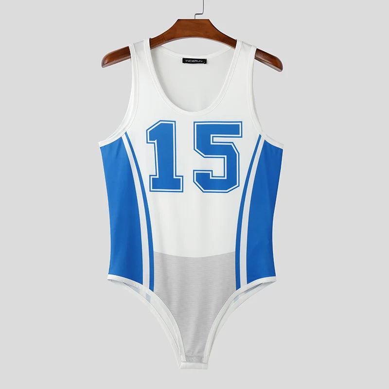 15 Number Printing Sleeveless Bodysuit