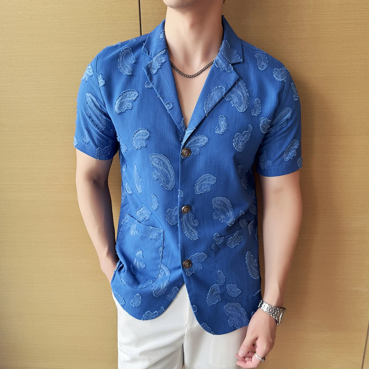 Fashion Paisley Jacquard Casual Shirt