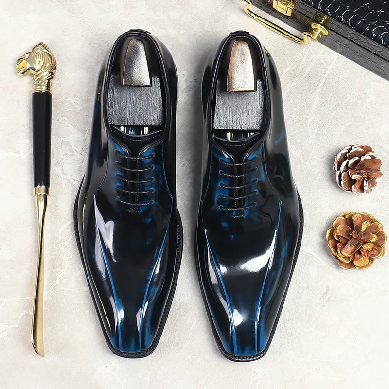 Hand-Polished Gradient Leather Oxford Shoes
