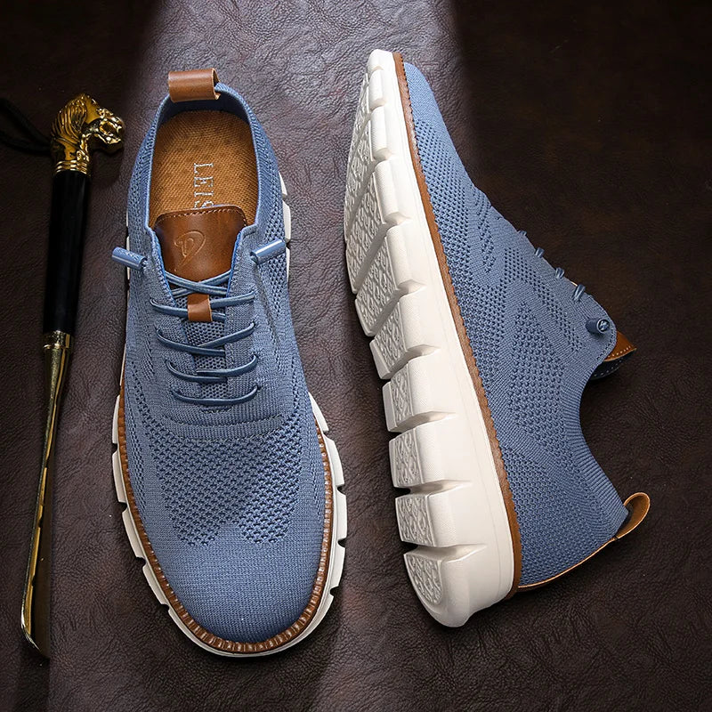 Solid Mesh Breathable Lace-Up Sneakers