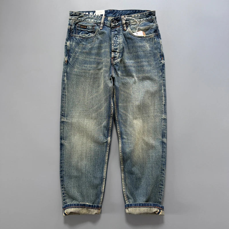 Blue Selvedge Straight-Leg Denim Jeans