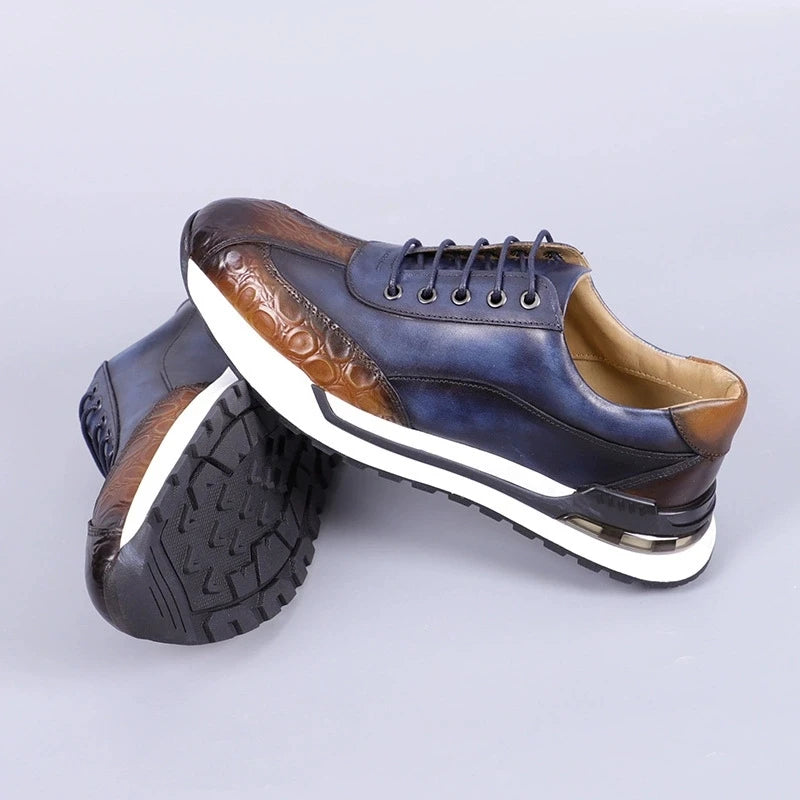 Crocodile Texture Casual Leather Sneakers